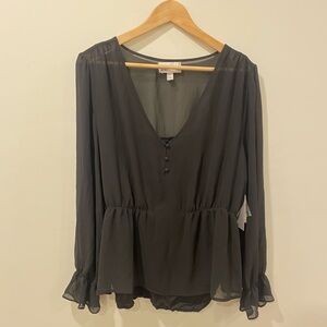 NWT Nordstrom Rack sheer black top XL